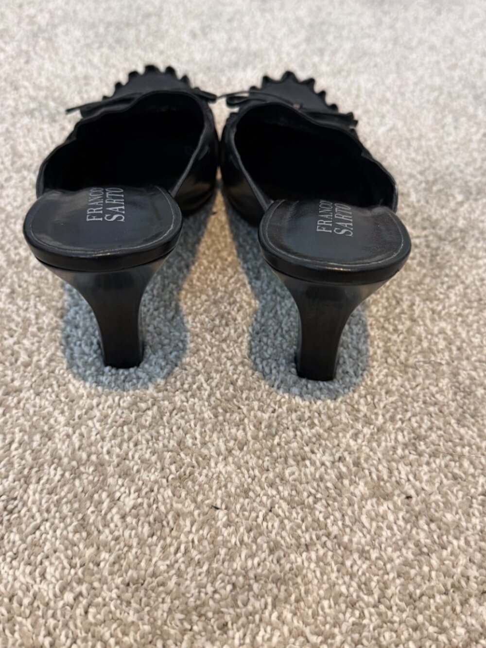 Franco Sarto Black Leather Mule Heels Slip On Kitten Heel Loafers Size 8 - Picture 5 of 8